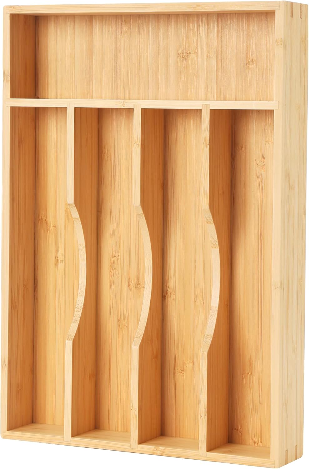 Bamboo Kitchen Drawer Organizer, 9 Inch Silverware Utensil Holder for Samll Drawer