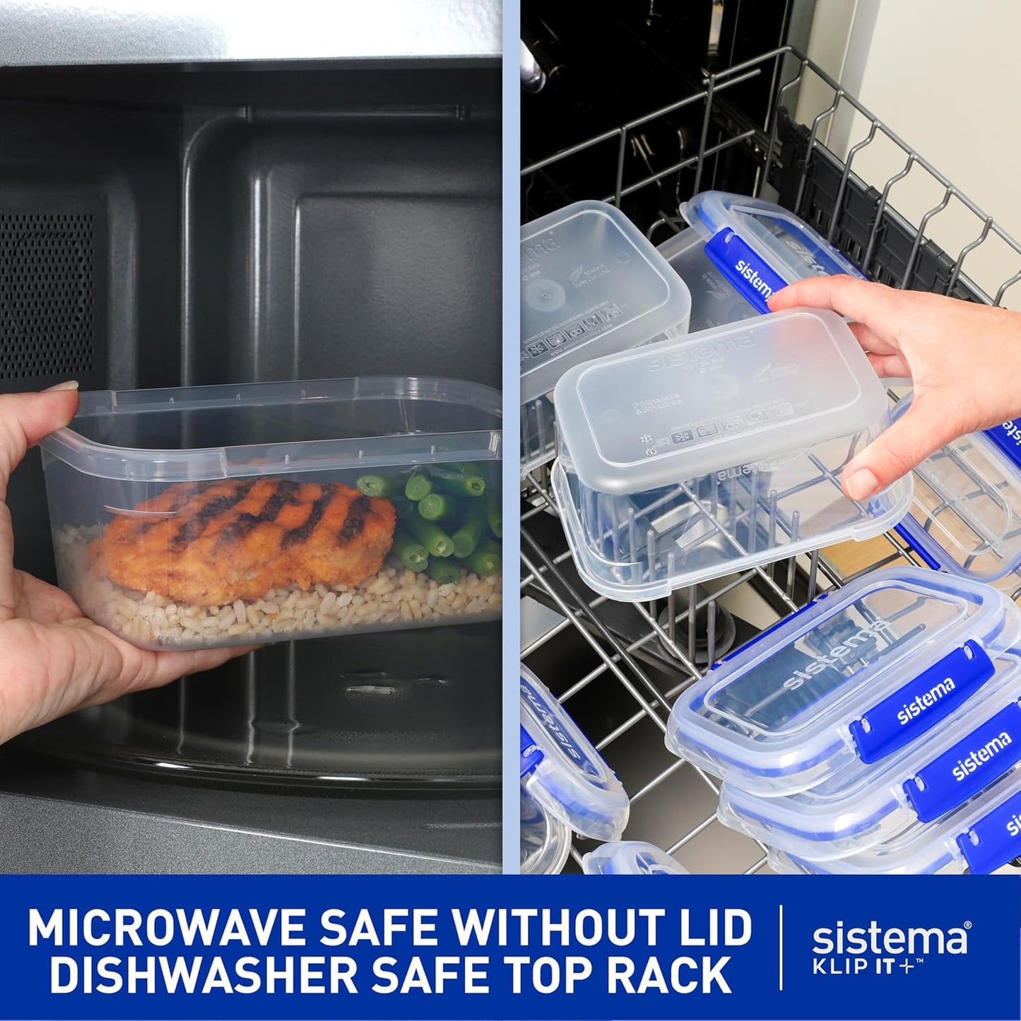 KLIP IT Food Storage Container, 7 L, Airtight & Stackable, BPA-Free, Clear with Blue Clips