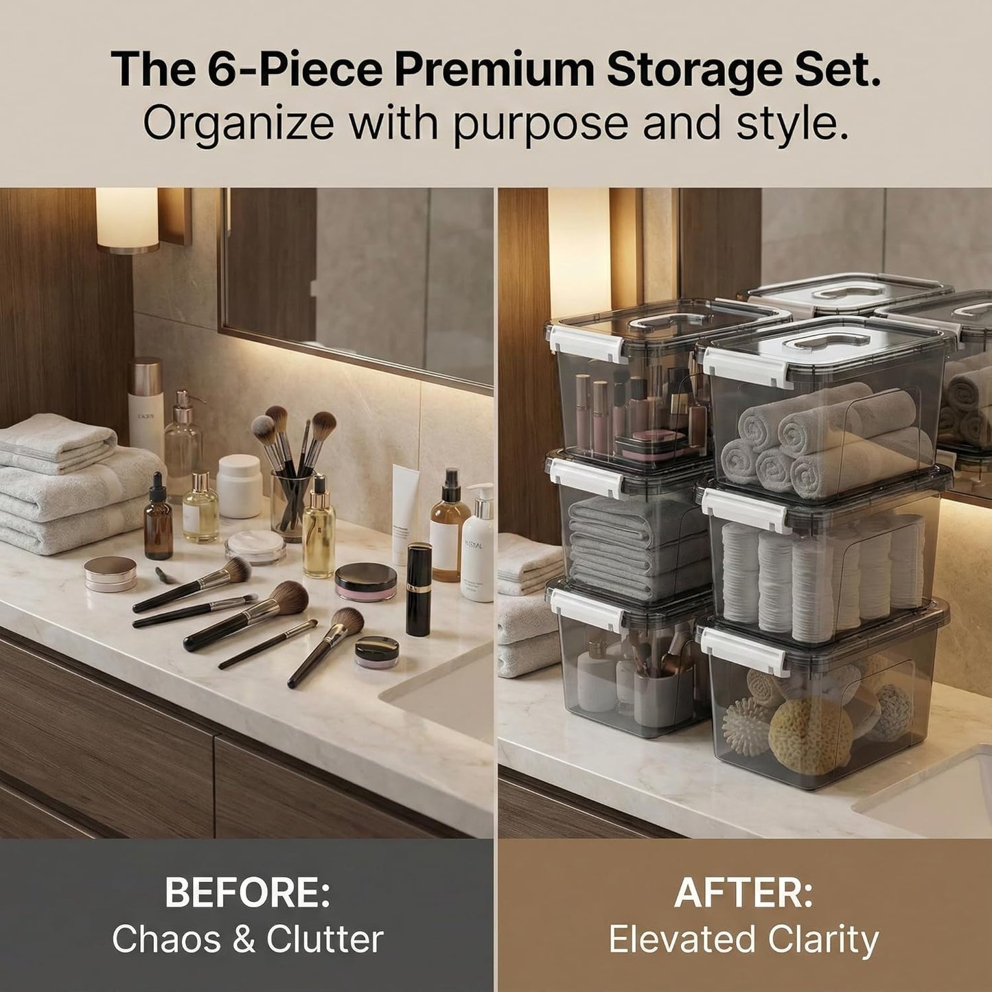 6 Quart Stackable Plastic Storage Bins with Lids