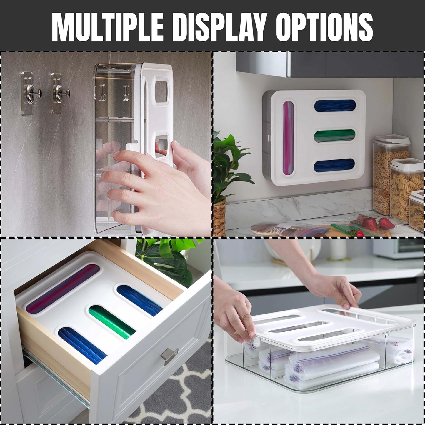 4 IN 1 Food Storge Bag Organizer for Kitchen Drawer, 4-Slot