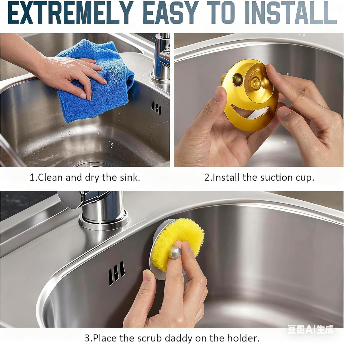Yoshiky Stainless Steel Smiley Face Sponge Holder