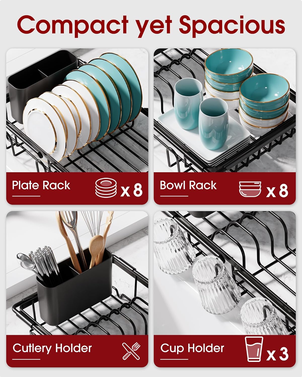 Dish Drying Rack in Sink - Expandable Stainless Steel Dish Rack Over the Sink
