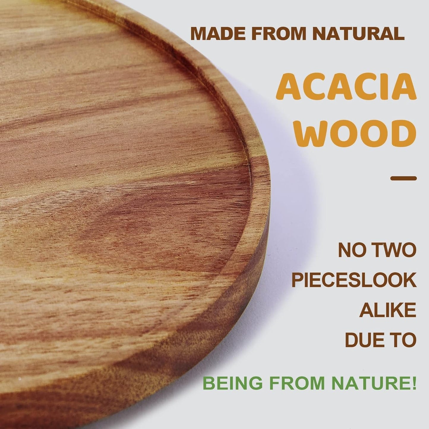 [ 2 Pack ] 10-inch Acacia Wood Lazy Susan Organizers, ACIAZAAZ Lazy Susan Turntable for Cabinet