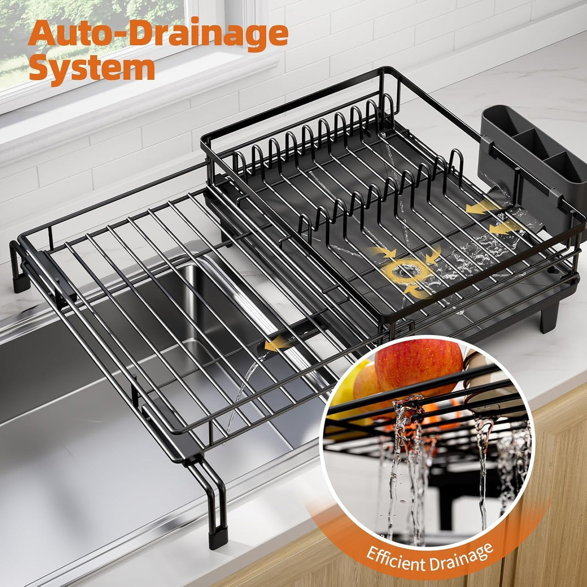 Urackify Expandable Sink Dish Drying Rack for Kitchen Counte