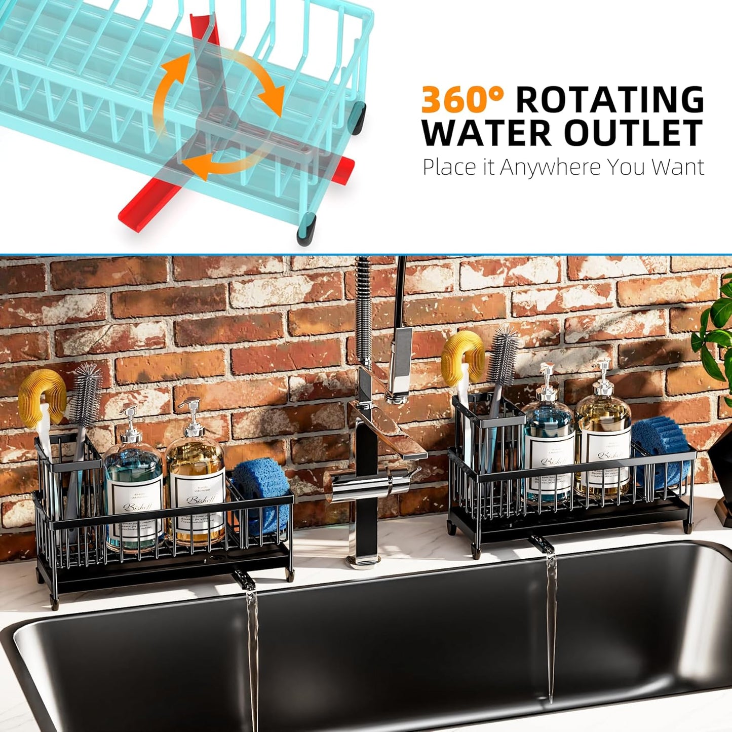 Extra Large Sponge Holder for Kitchen Sink Organizer Caddy