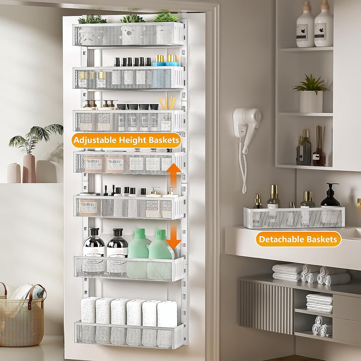 8-Tier Over The Door Pantry Organizer with Mesh Baskets