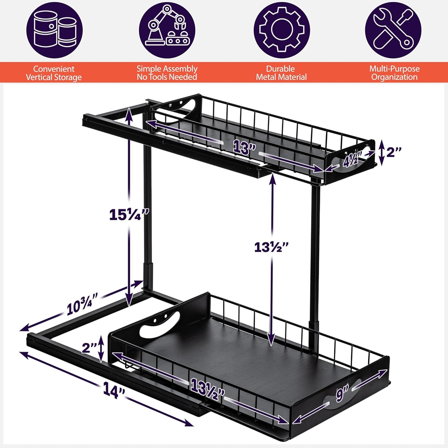 Under Sink Organizer, Pull Out Cabinet Organizer