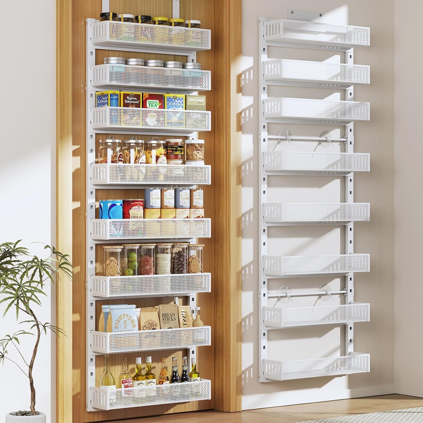 Pantry Door Organizers and Storage, 8-Tier Large Metal Heavy-Duty Frame Over the Door Spice Rack