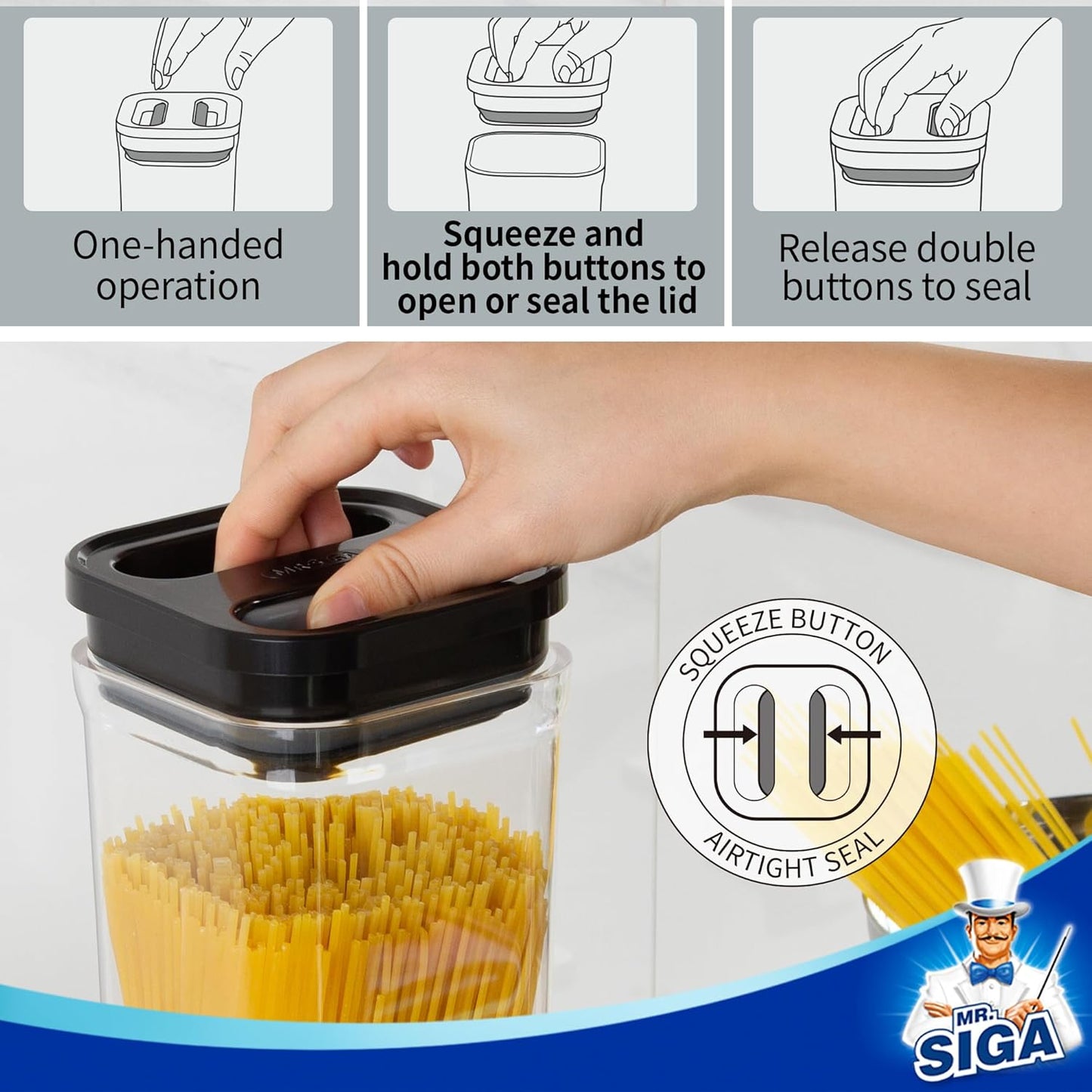 6 Piece Airtight Food Storage Container Set, BPA Free Kitchen Pantry Organization Canisters