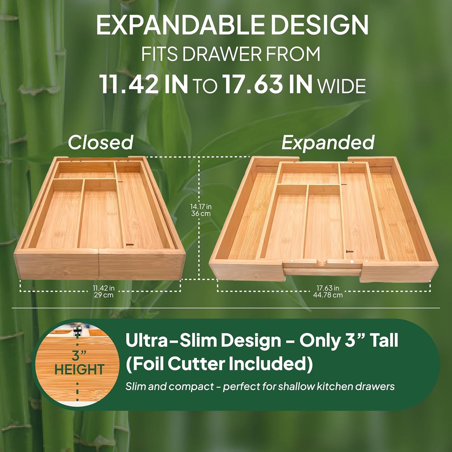 6 IN 1 Bamboo Baggie Organizer for Drawer with Labels