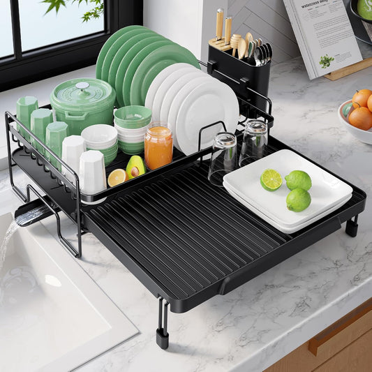 Extendable Dish Drying Rack - Adjustable Length 12.8"–21.0"