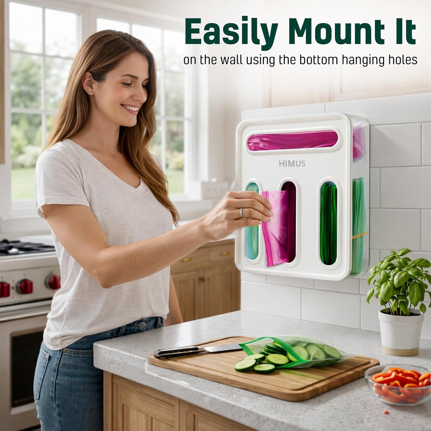 Food Storage Bag Organizer - 4 in 1 Plastic Baggie Organizer for Drawer | Compatible with Sandwich