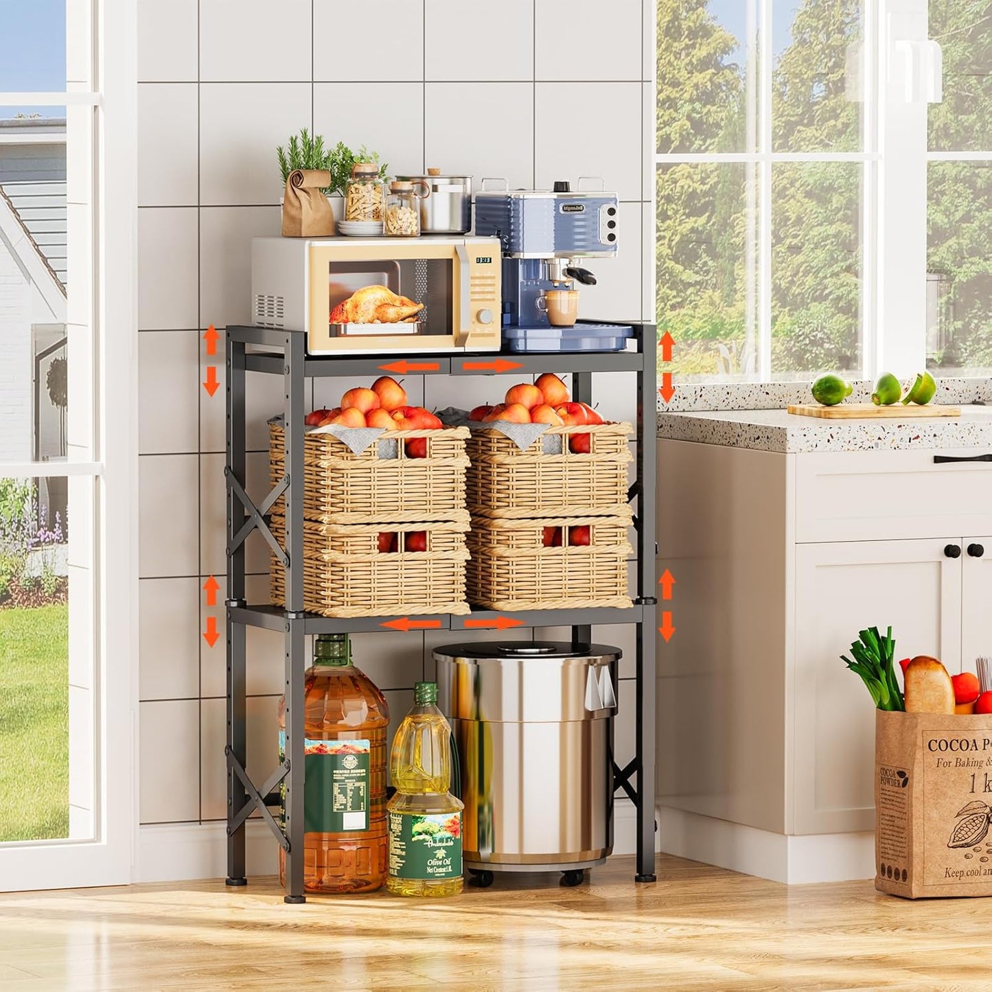 Expandable Pantry Shelves, 17-28 Inch Adjustable Kitchen Storage Shelf Organizer