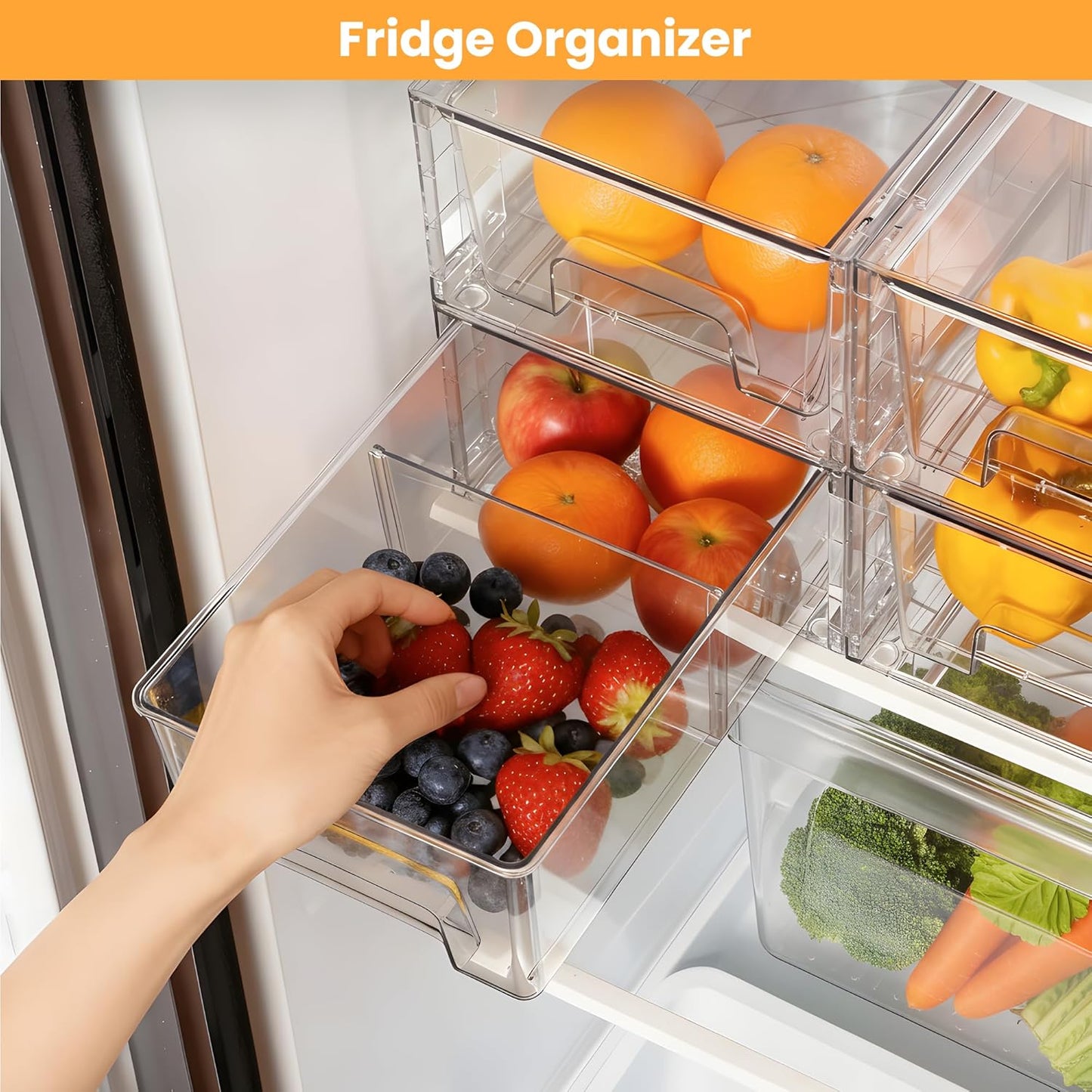6 Pack Stackable Storage Drawers,Plastic Organizers Bins