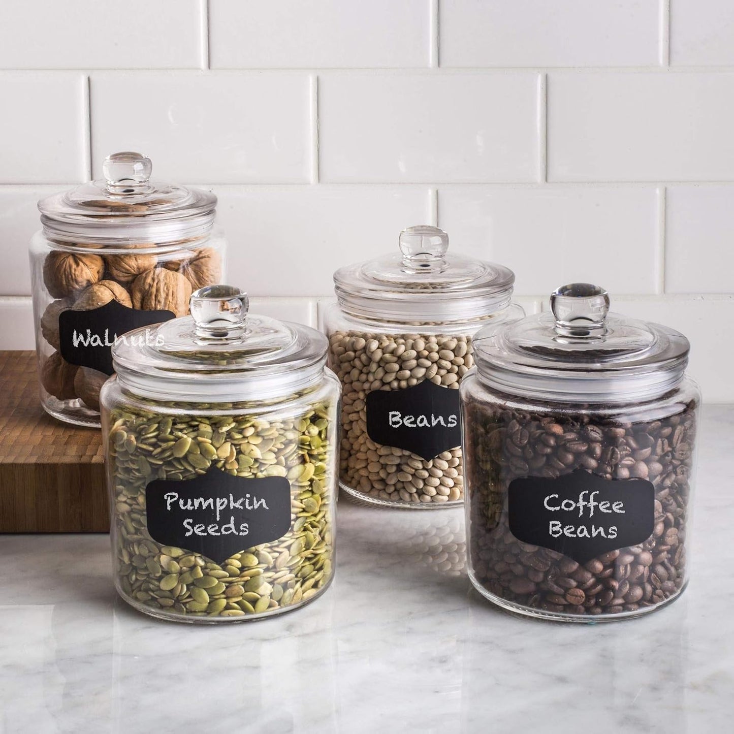 1 Gallon Glass Cookie Jars + Labels & Marker