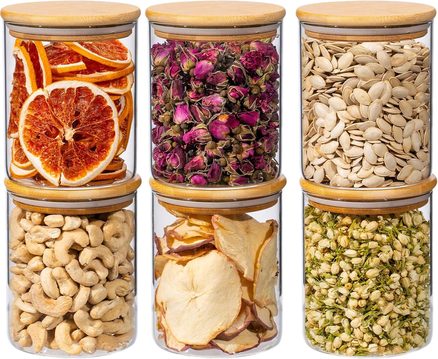 25oz 6PCS Round Airtight Glass Food Storage Jars