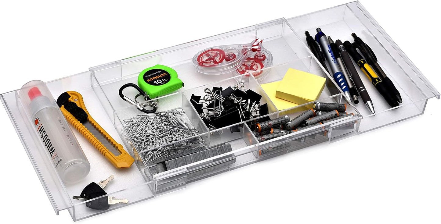 Expandable Drawer Organizer - Customizable Makeup Vanity Organizing Storage Tray for Bathroom