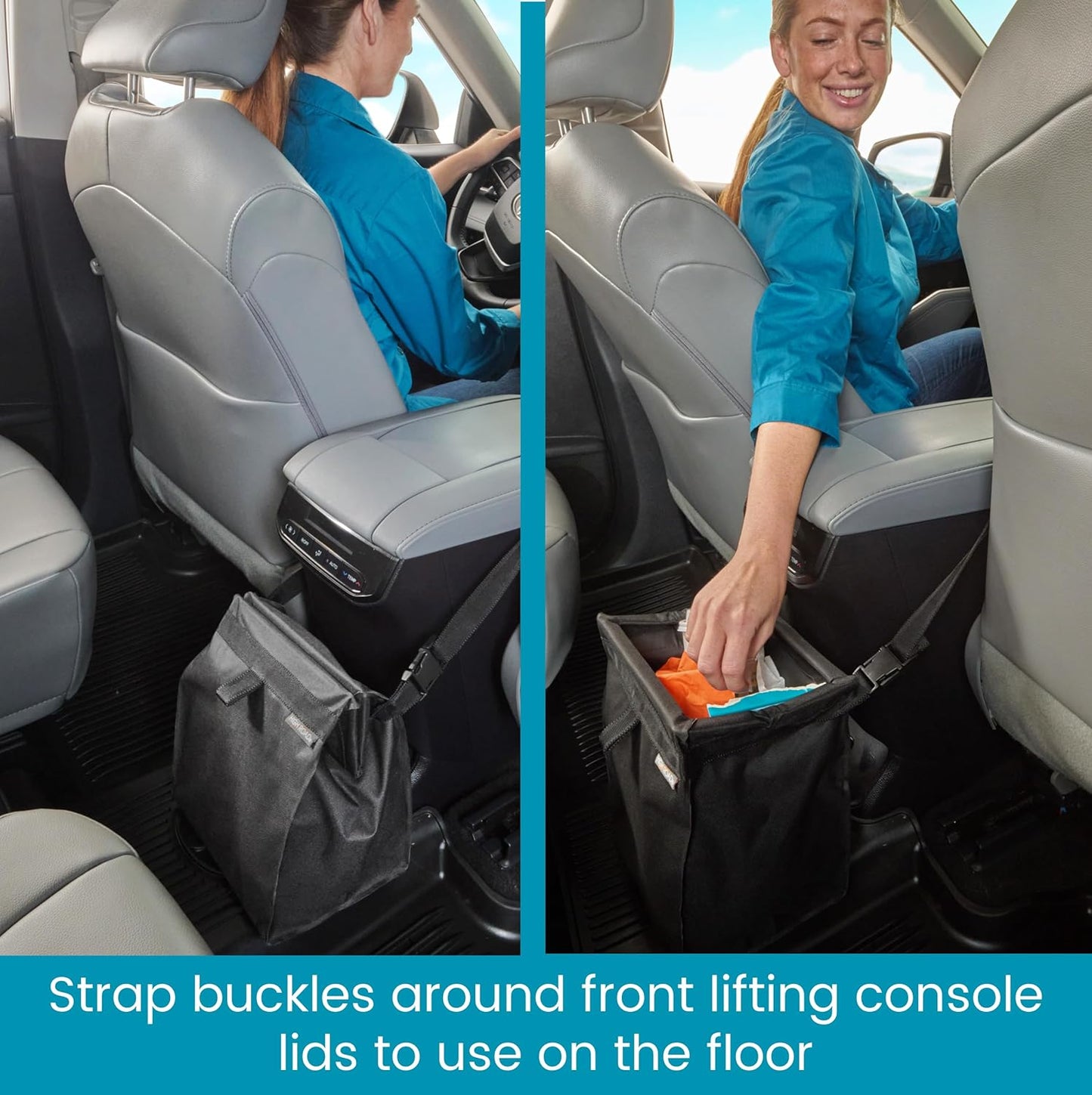 TrashStash Hanging Car Garbage Bag with Push-Close Lid and Waterproof Bin for Car