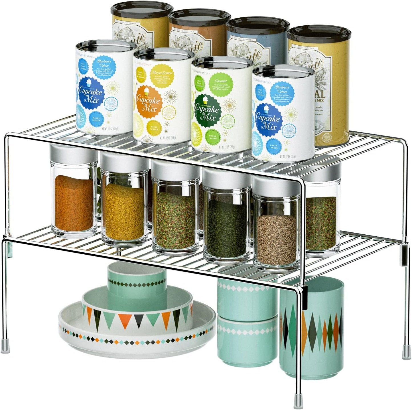 Set of 4 Stackable Freezer Cabinet Storage Shelf Rack