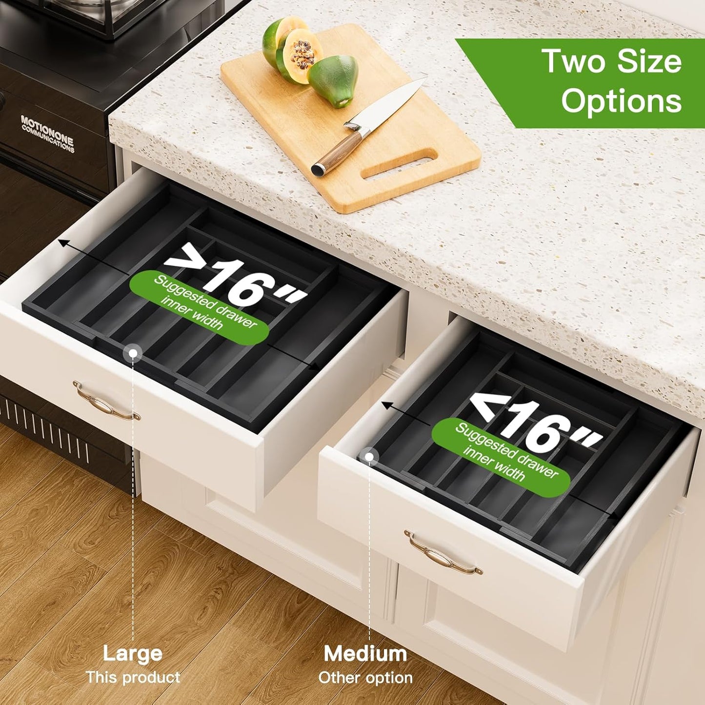 Bamboo Expandable Drawer Organizer for Utensils Holder, Adjustable Cutlery Tray