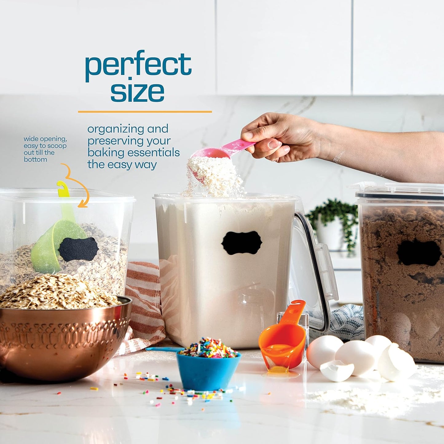 Flour Sugar Storage Containers (5.3L/4pk) Great Rice Canisters Sets For The Kitchen pantry