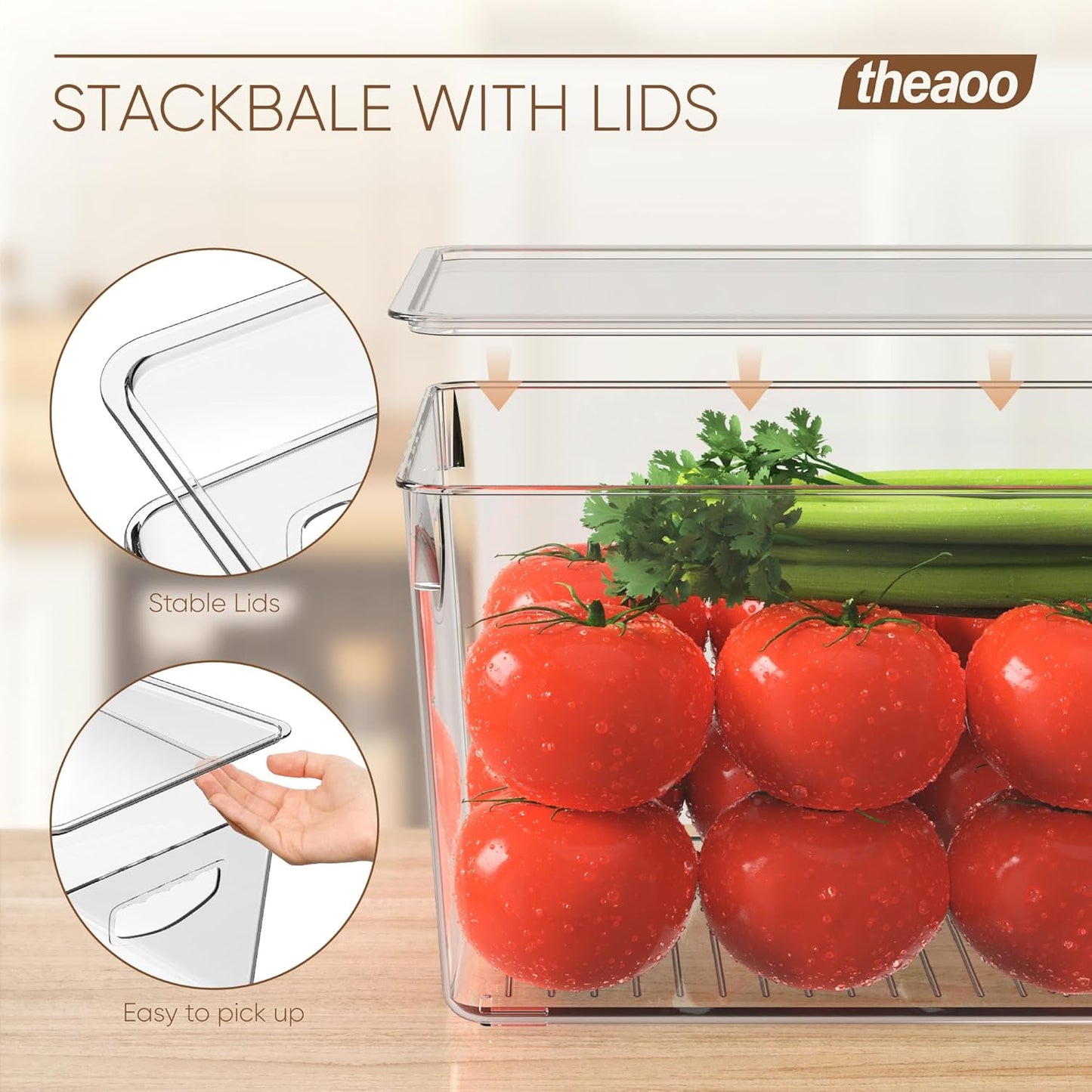 Clear Storage Bins with Lids Stackable - Large Plastic Containers for Pantry Organization and Storage - Perfect for kitchen,Fridge,Laundry Room,Bathroom,Garage,Closet,Cabinet Organizer - 8 Pack