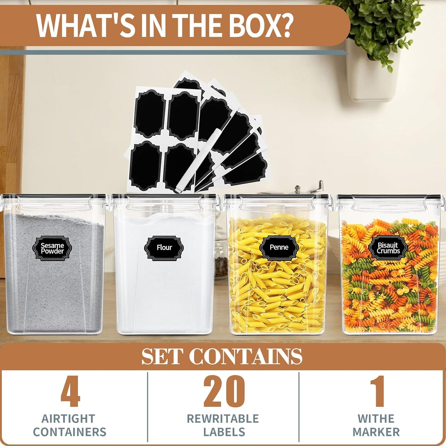 Large Airtight Food Storage Containers 5.2L / 195oz