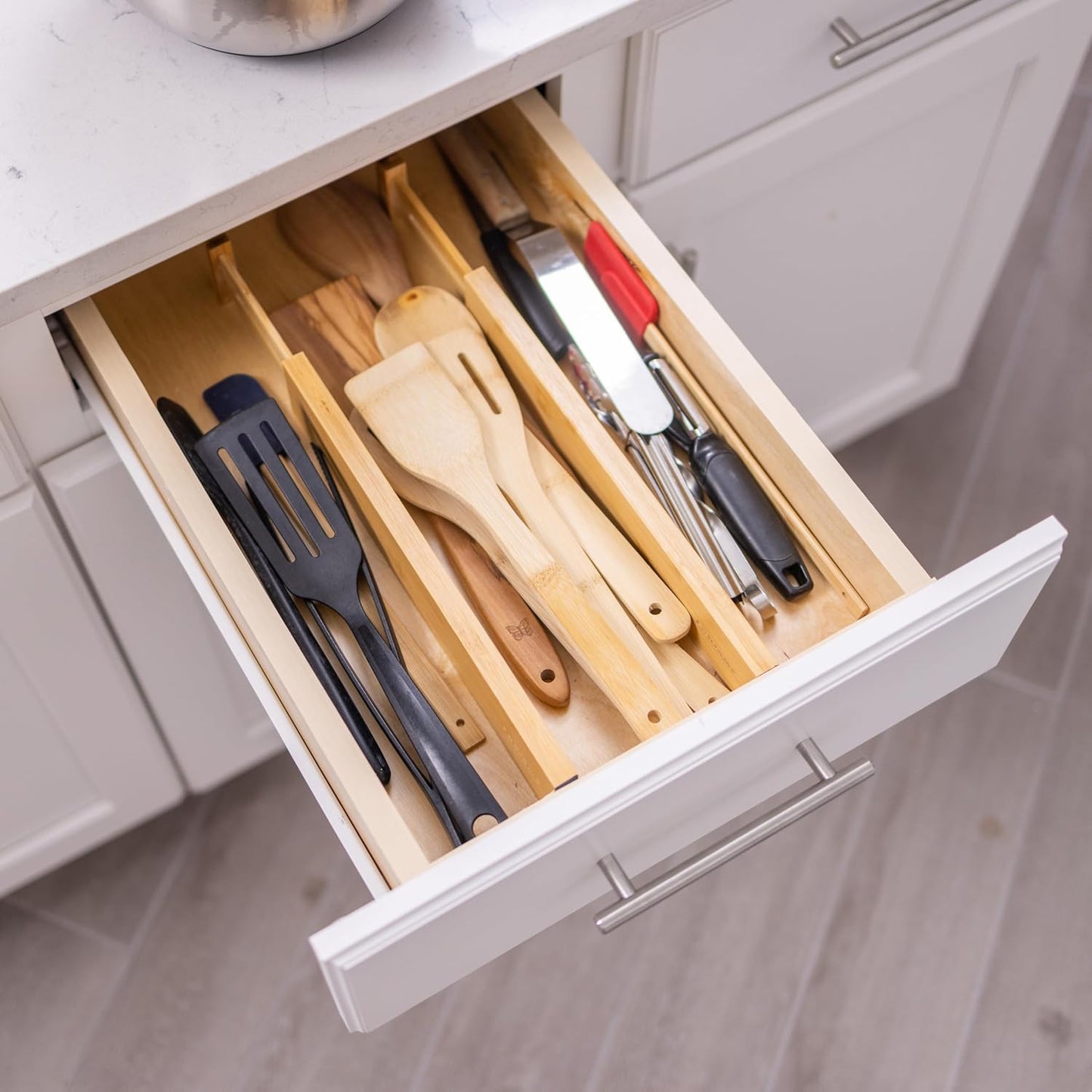 Drawer Divider 6 Pack, Bamboo Dresser Organizers for Clothes Socks Underwear Baby Clothing