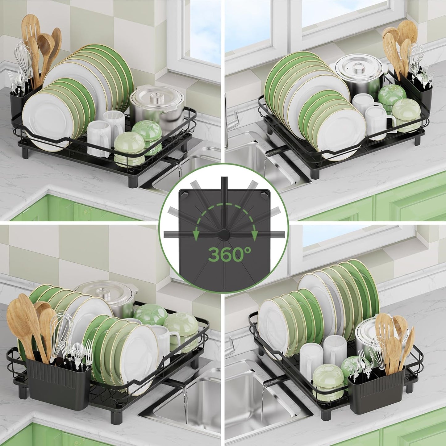 Dish Drying Rack, Stainless Steel Rustproof Dish Rack for Kitchen Counter