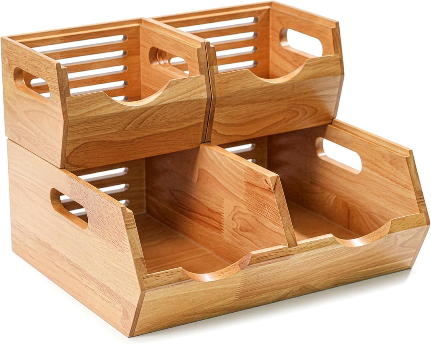 Stackable Solid Wood Storage Bins for Pantry & Countertop