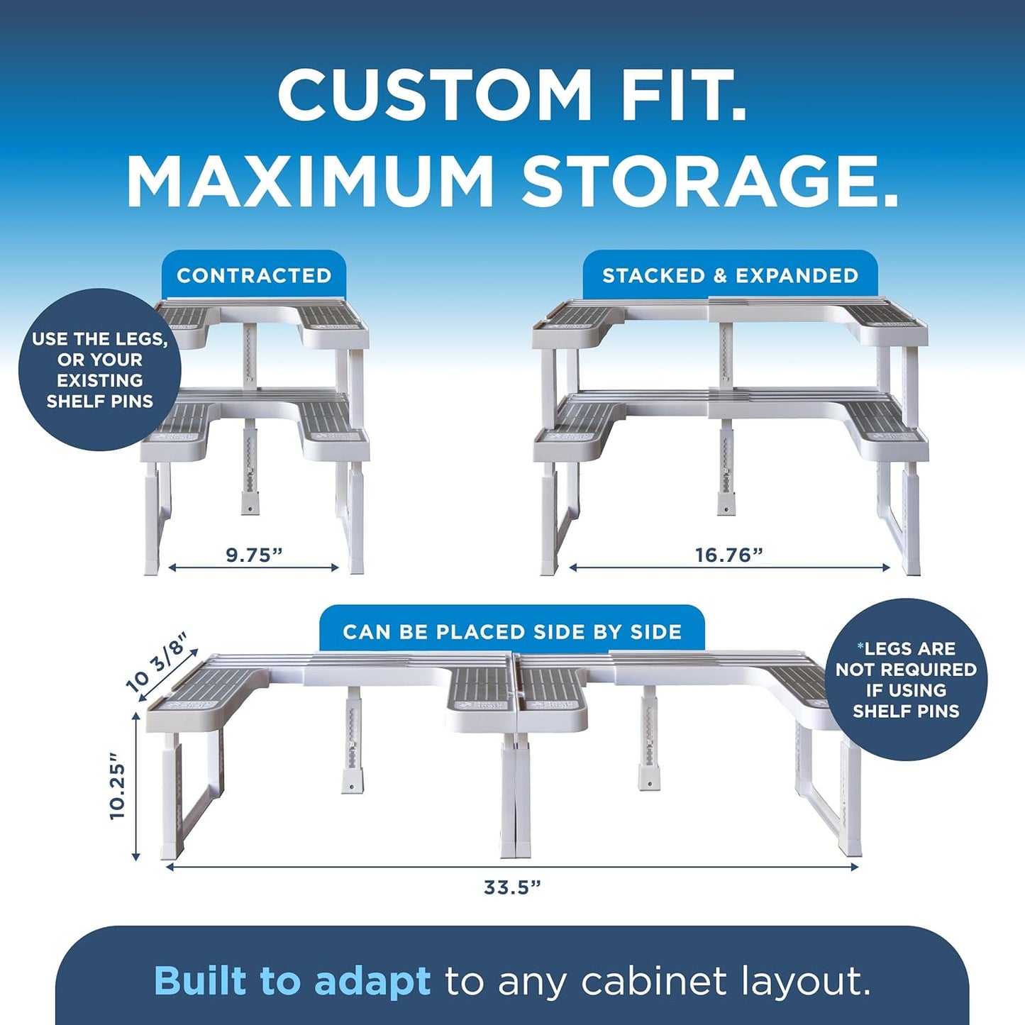 3.0 - Expandable 2 Tiered Spice Rack Organizer for Cabinet & Pantry - Kitchen Seasoning Organizer