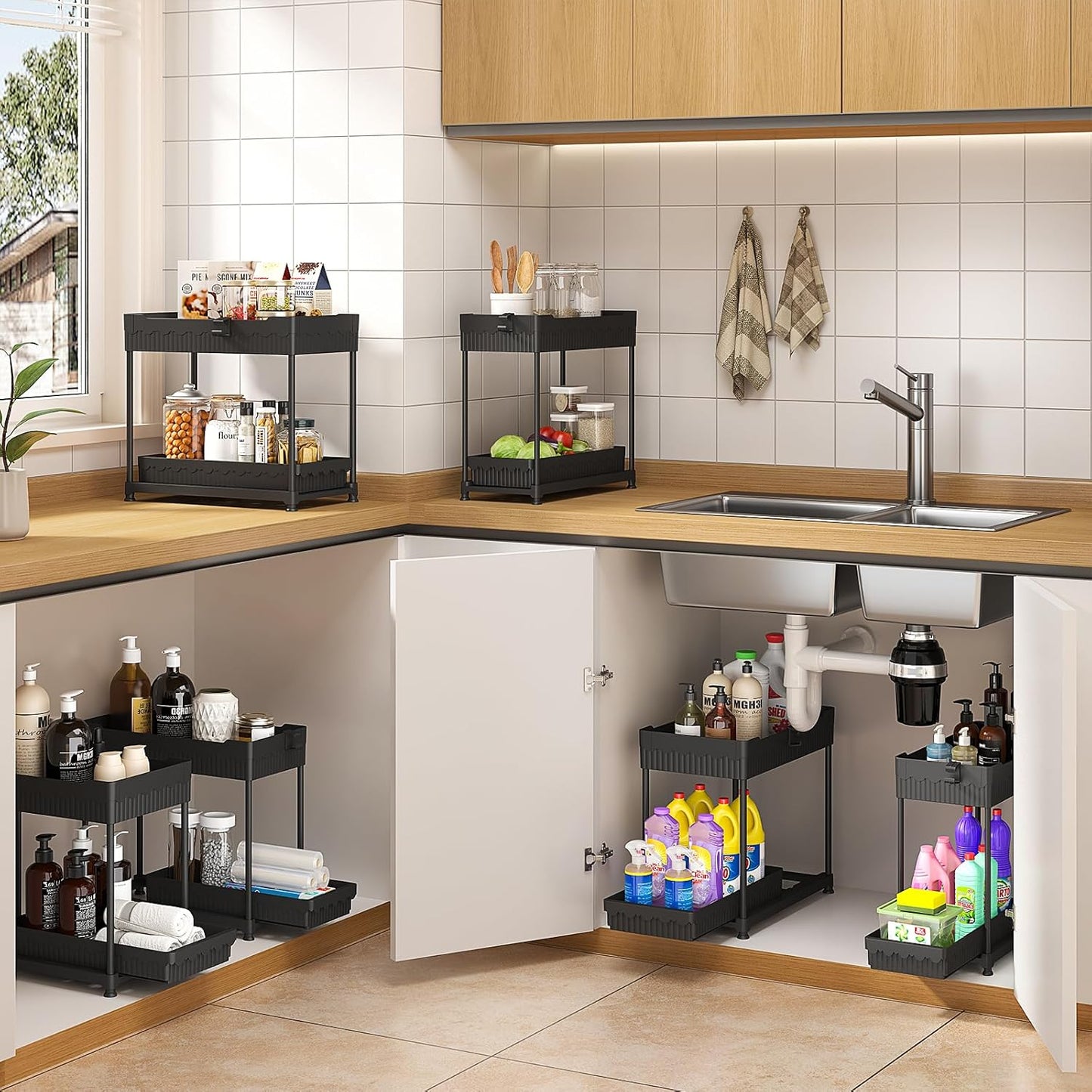 4 Pack Under Sink Organizer, Bathroom Organizers and Storage