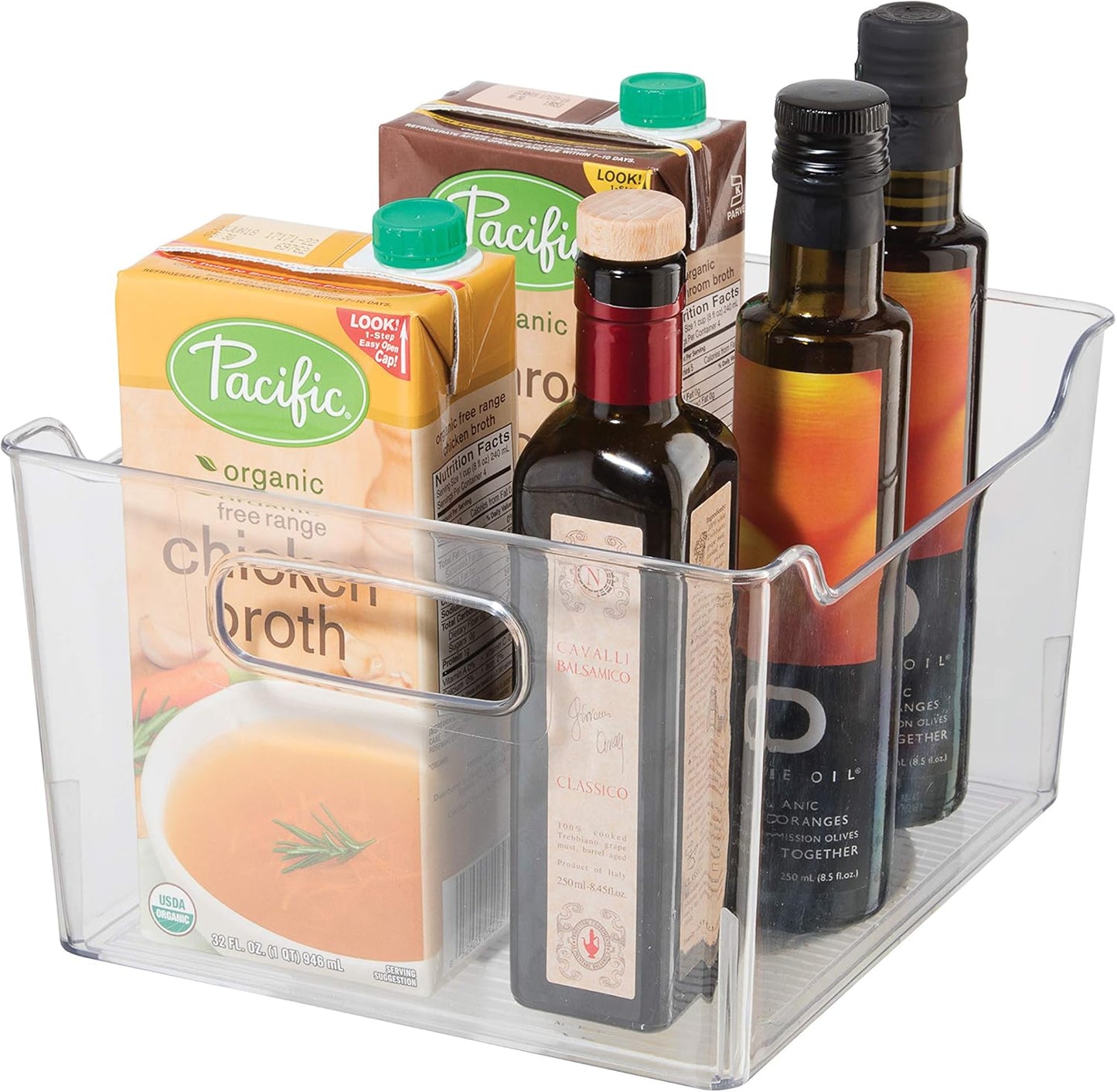 Storage Bin With Handles - Deep (9.75" x 9" x 6") - Ideal for Kitchen Organization, Pantry Storage