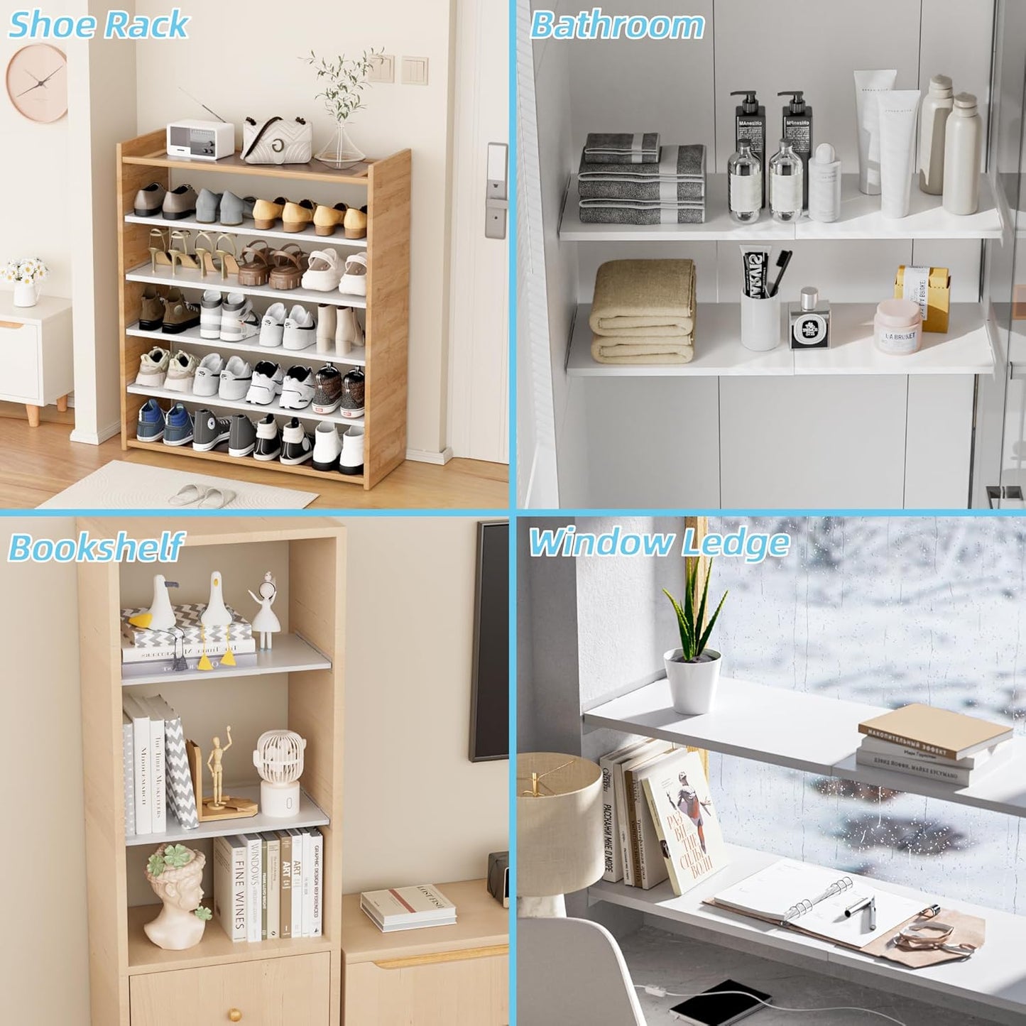 Adjustable Closet Shelves Organizers,1 Pack Expandable for Cabinet Rack Storage Wardrobe Tension Shelving for Pantry Cupboard Kitchen (White,W:11.8" D x 17"-31" W,1-PCS)
