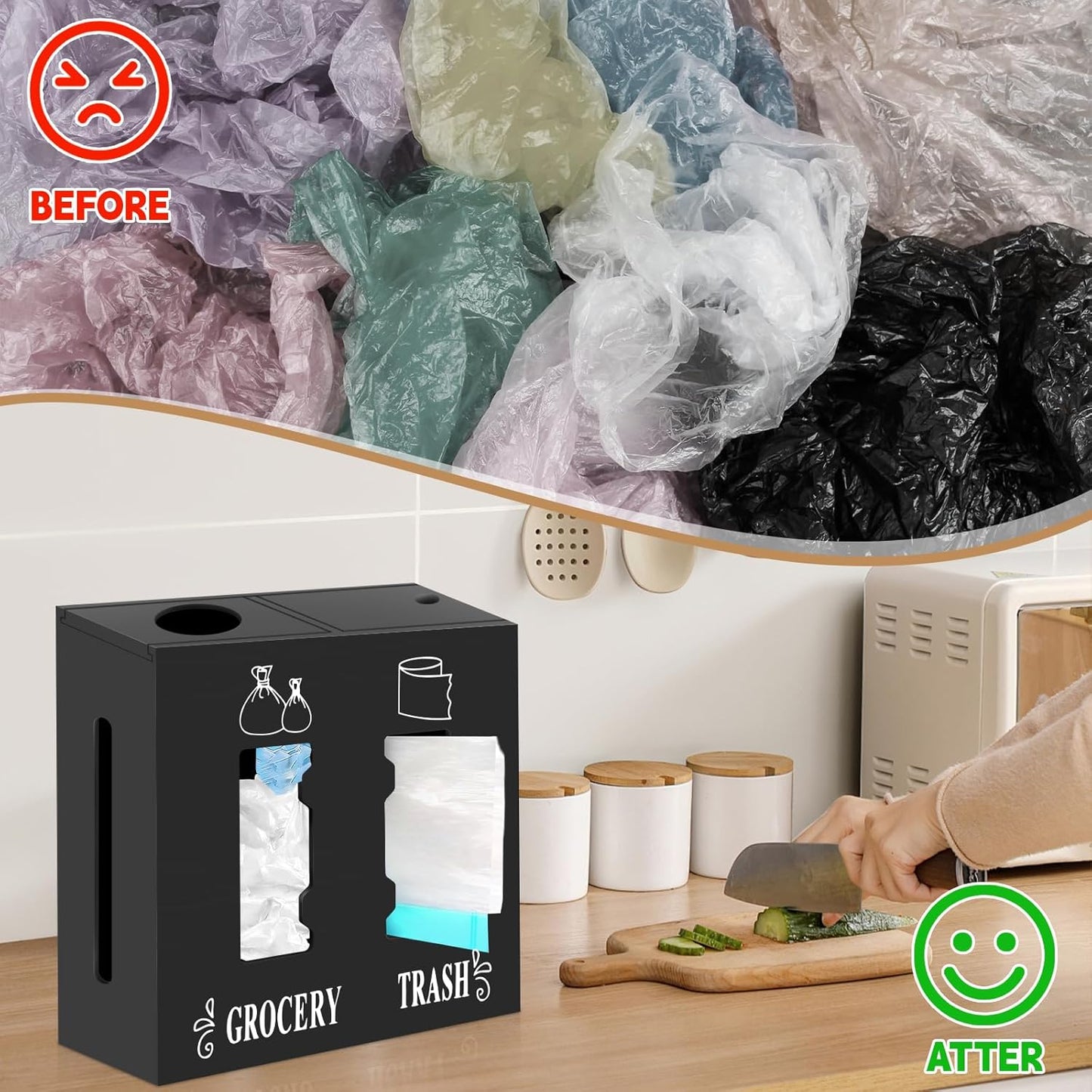 2 in 1 Trash Bag Dispenser and Grocery Bag Holder