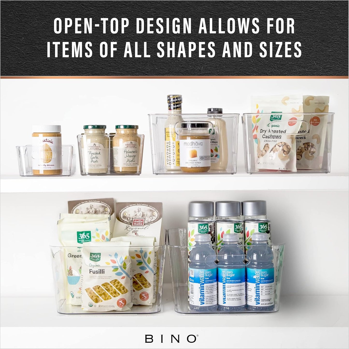 Plastic Organizer Bins, X-Small - 4 Pack | THE SOHO COLLECTION | Multi-Use Organizer Bins | Pantry & Freezer Bin | Plastic Storage Containers | Bin for Home & Kitchen Org
