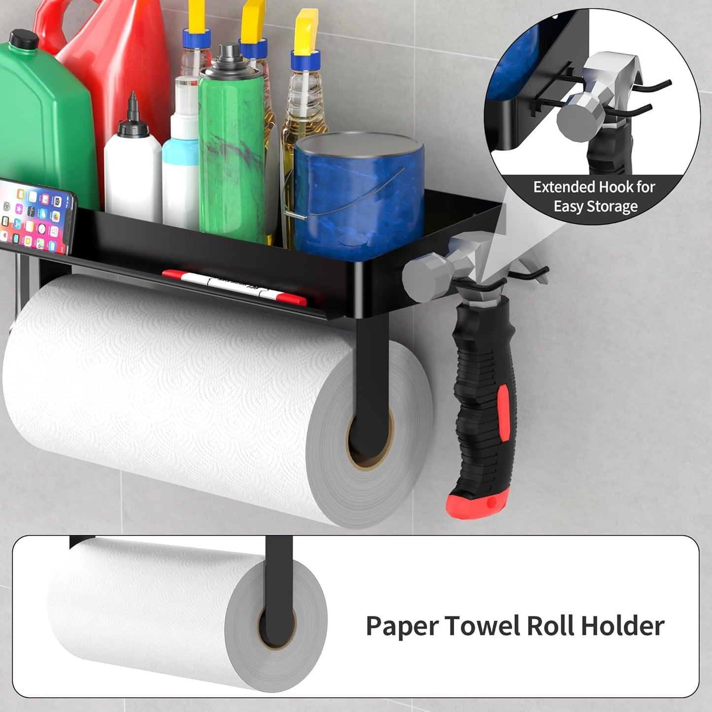 Wall Mount Paper Towel Holder with Phone Stand