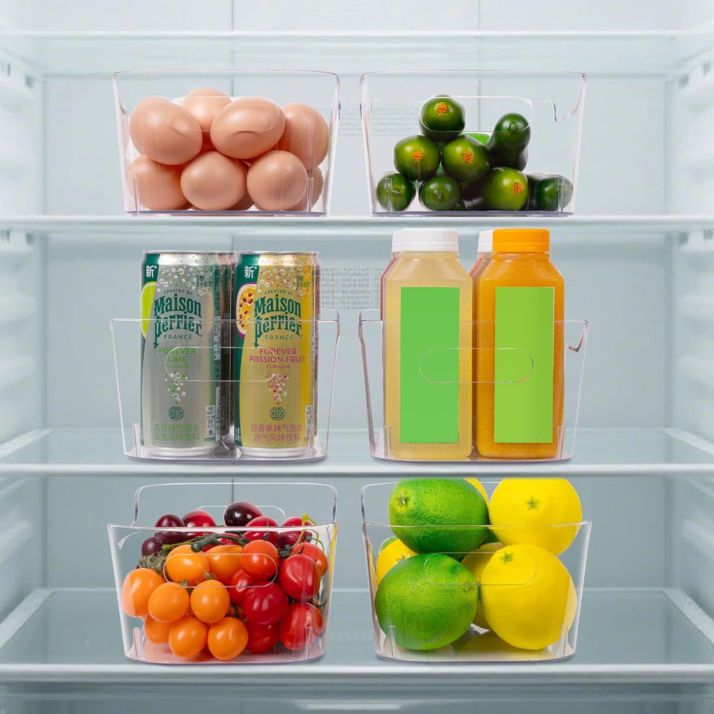 Set of 8 Clear Plastic Storage Bins, 2 Extra Large and 6 Small Storage Containers for Pantry Organization, Multi-Use Organizer Bins for Home, Kitchen, Cabinet, Bathroom, Fridge & Freezer