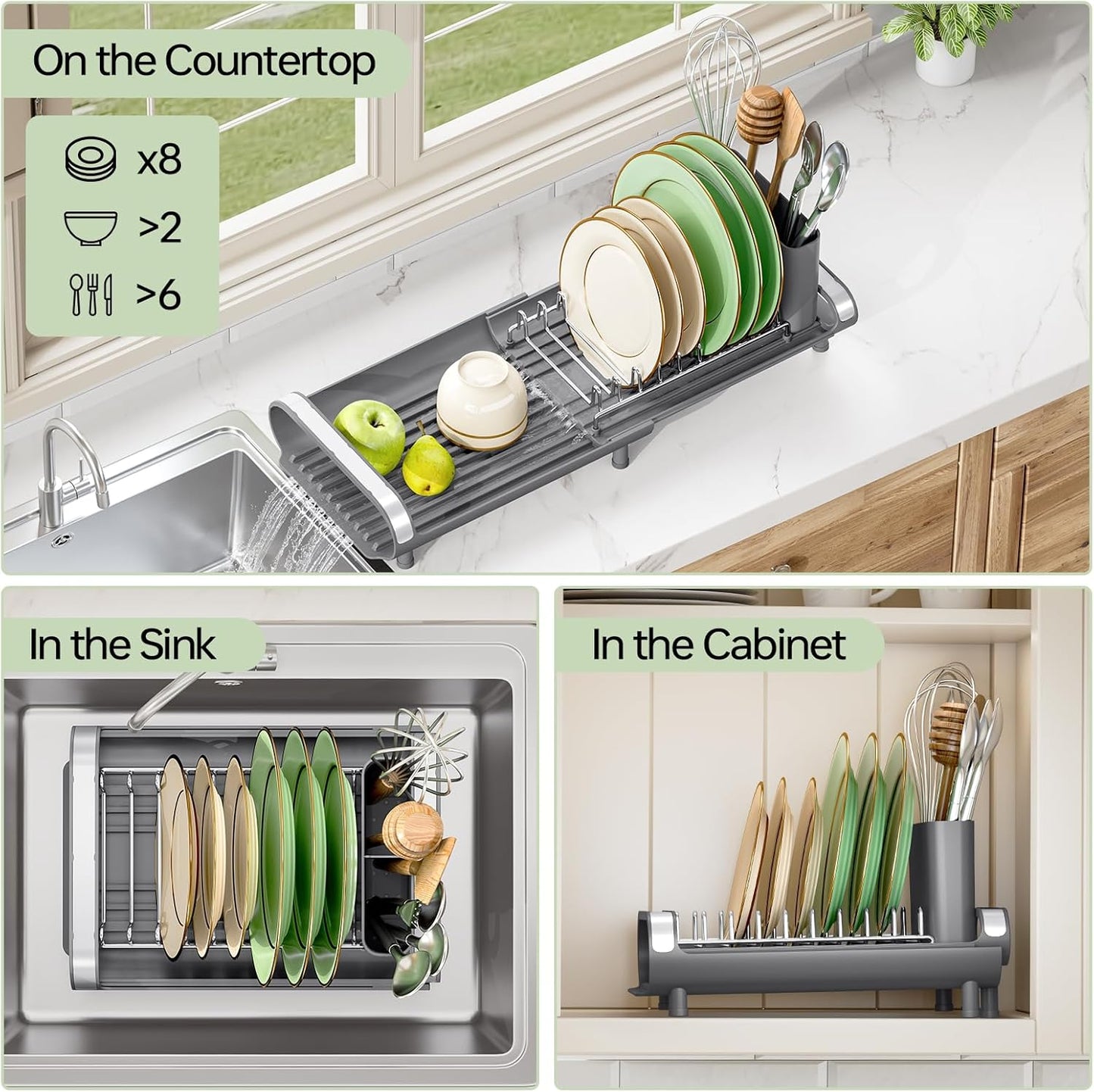 Small Dish Drying Rack, Mini Expandable Compact Dish Rack