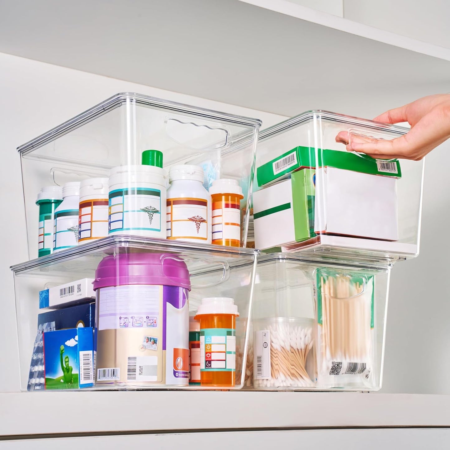 Clear Storage Bins with Lids Stackable - Large Plastic Containers for Pantry Organization and Storage - Perfect for kitchen,Fridge,Laundry Room,Bathroom,Garage,Closet,Cabinet Organizer - 8 Pack