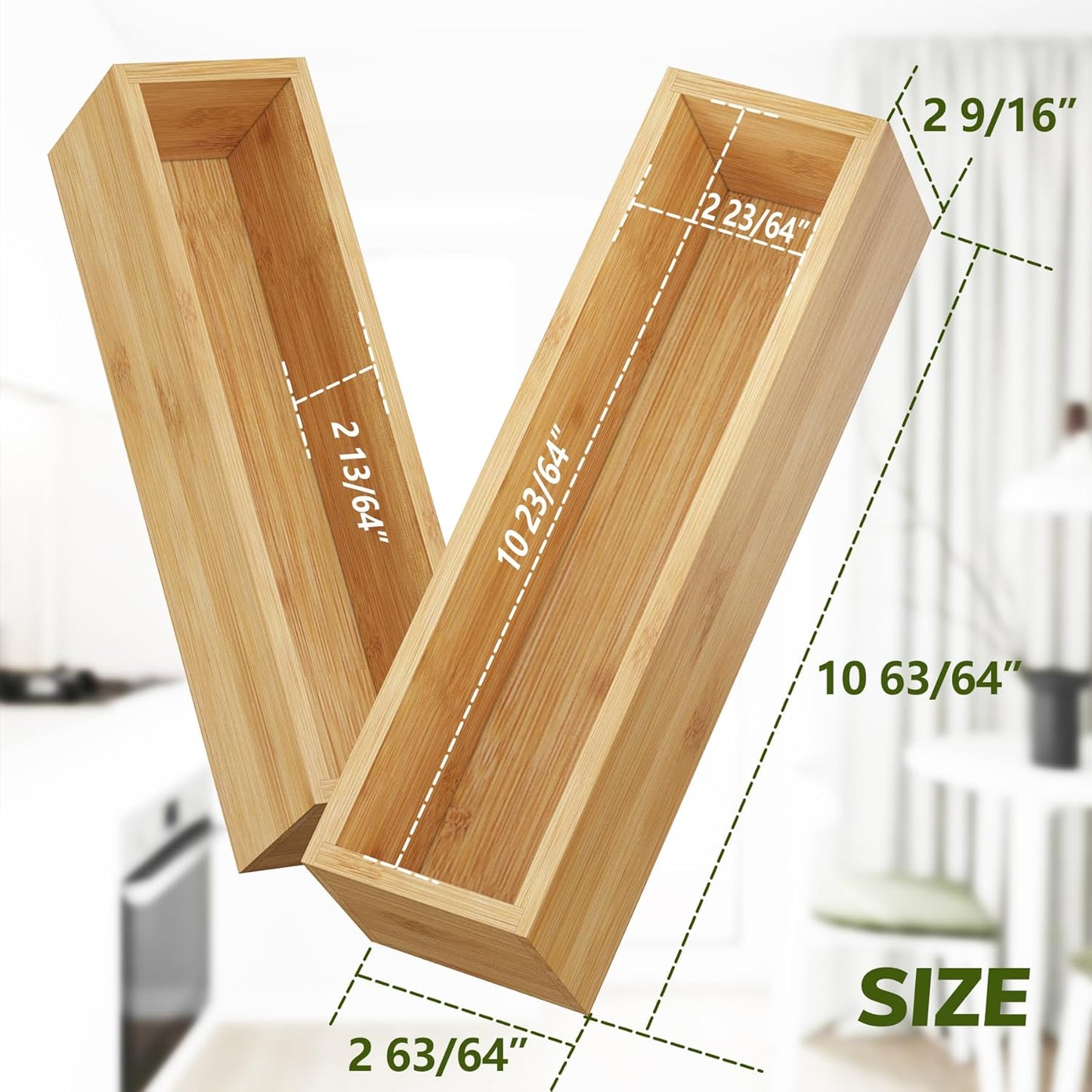 Kitchen Drawer Organizer,Small Silverware Drawer Organizer,Bamboo Utensil Organizer for Bathroom