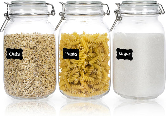 50oz Airtight Glass Jars with Lids, 3 PCS Food Storage Canister for Kitchen & Pantry Organization