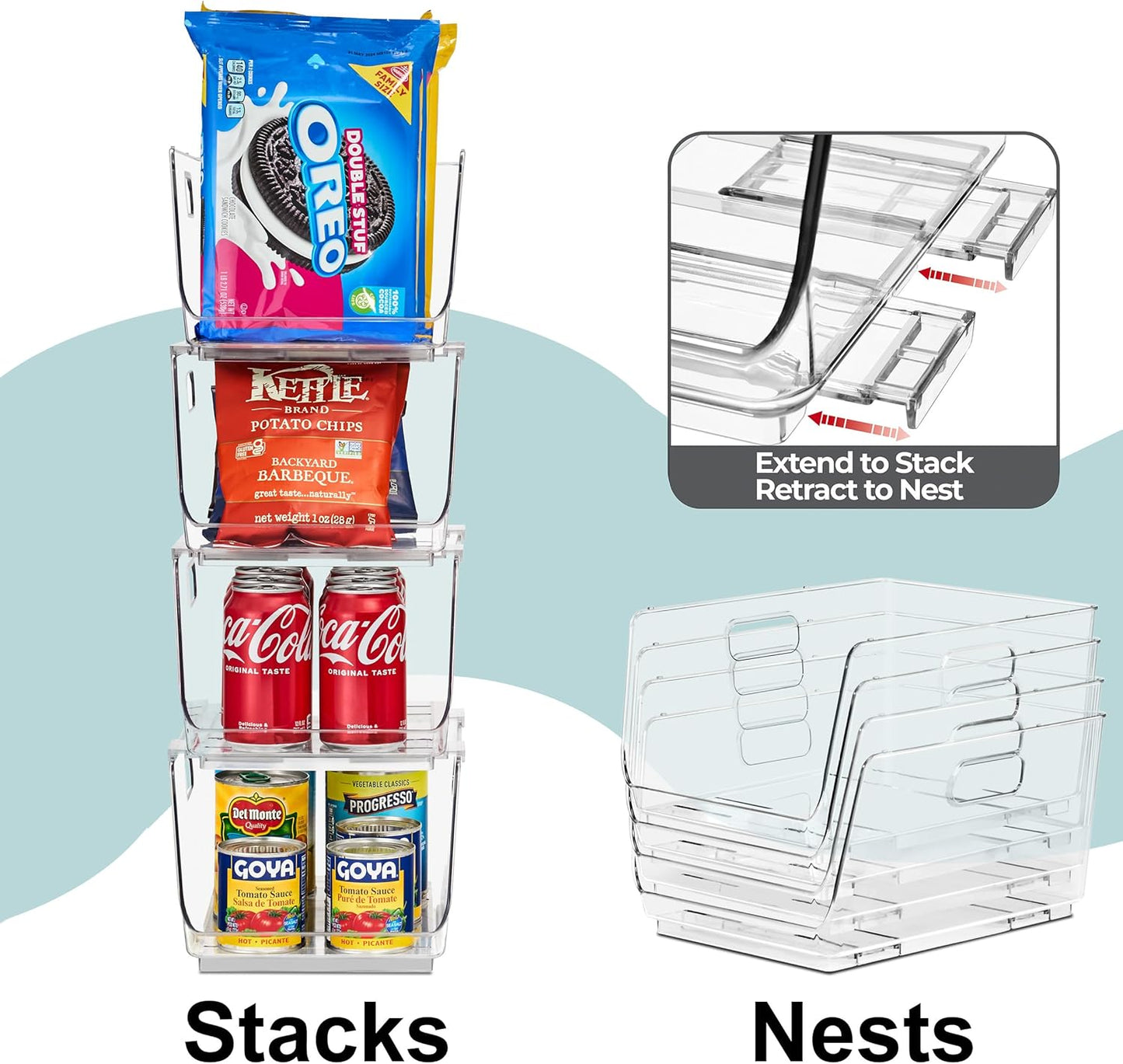 Stackable Storage Bins Open Front - Pantry Bins for Storage and Organization for Kitchen