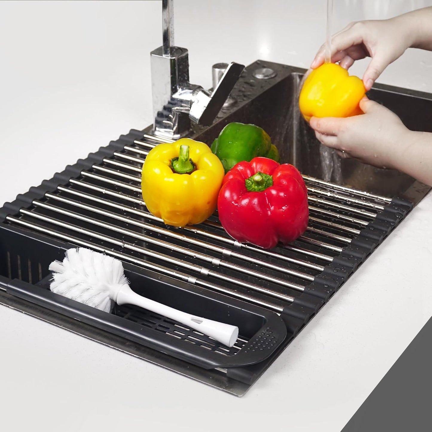 Roll Up Dish Drying Rack Over The Sink, 304 Stainless Stee Dish Drainer