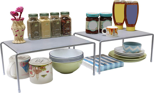 Expandable Cabinet Shelf Organizer for Kitchen Cabinet and Counter, Grey