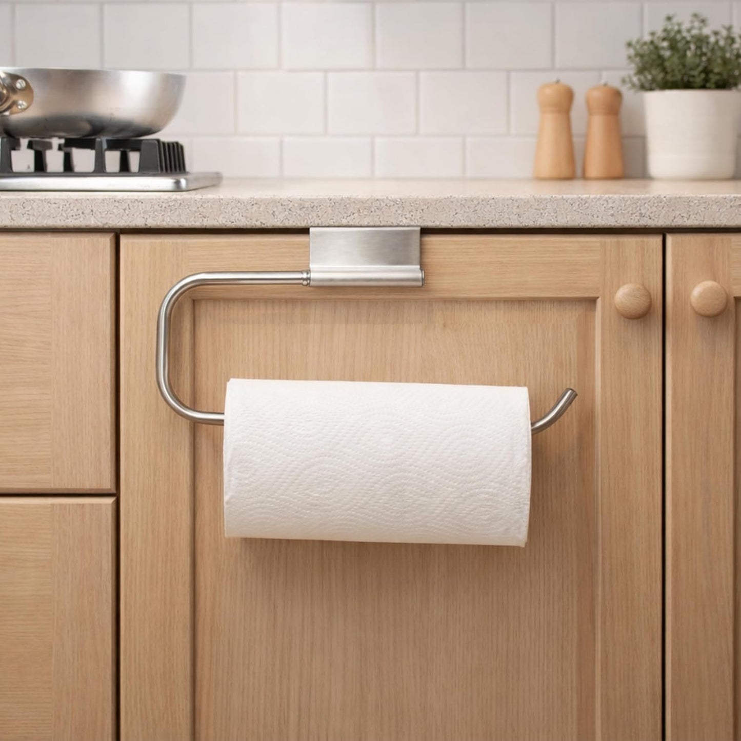 Over Cabinet Door Paper Towel Holder for Kitchen Cabinet Brushed Stainless Steel