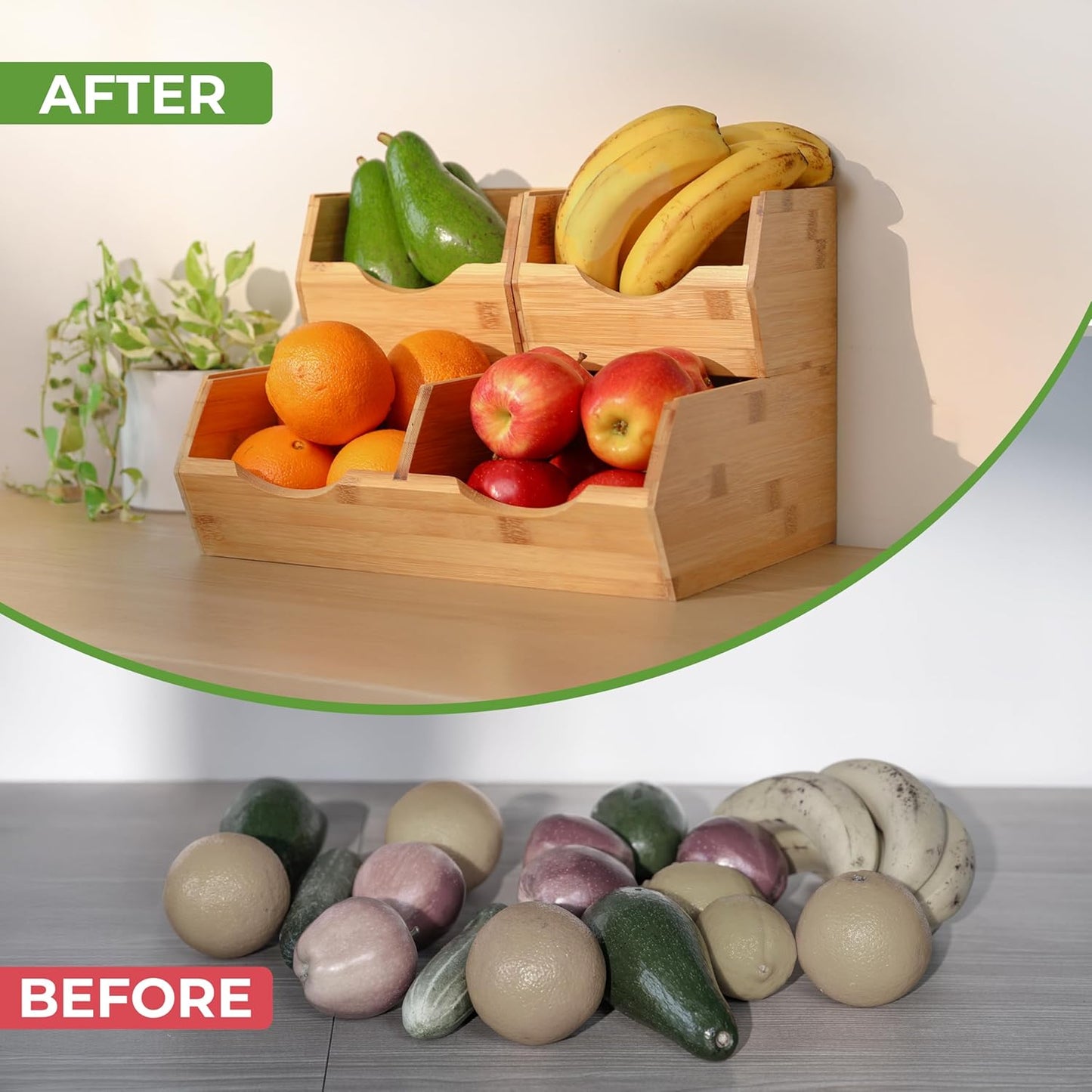 Bamboo Pantry Storage Bins – Potato & Onion Storage Bin for Pantry Organizers