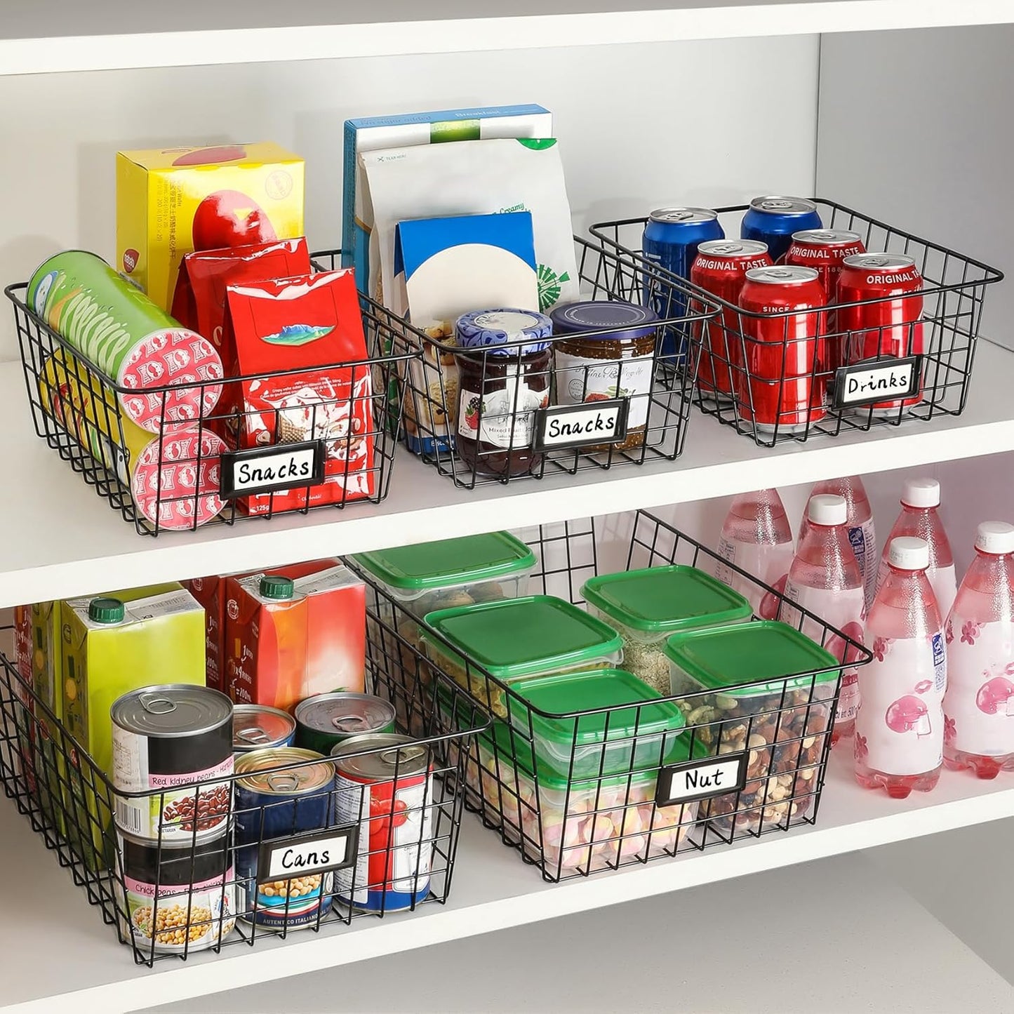 6 Pack Wire Baskets for Pantry Organization and Storage, Kitchen Organizer