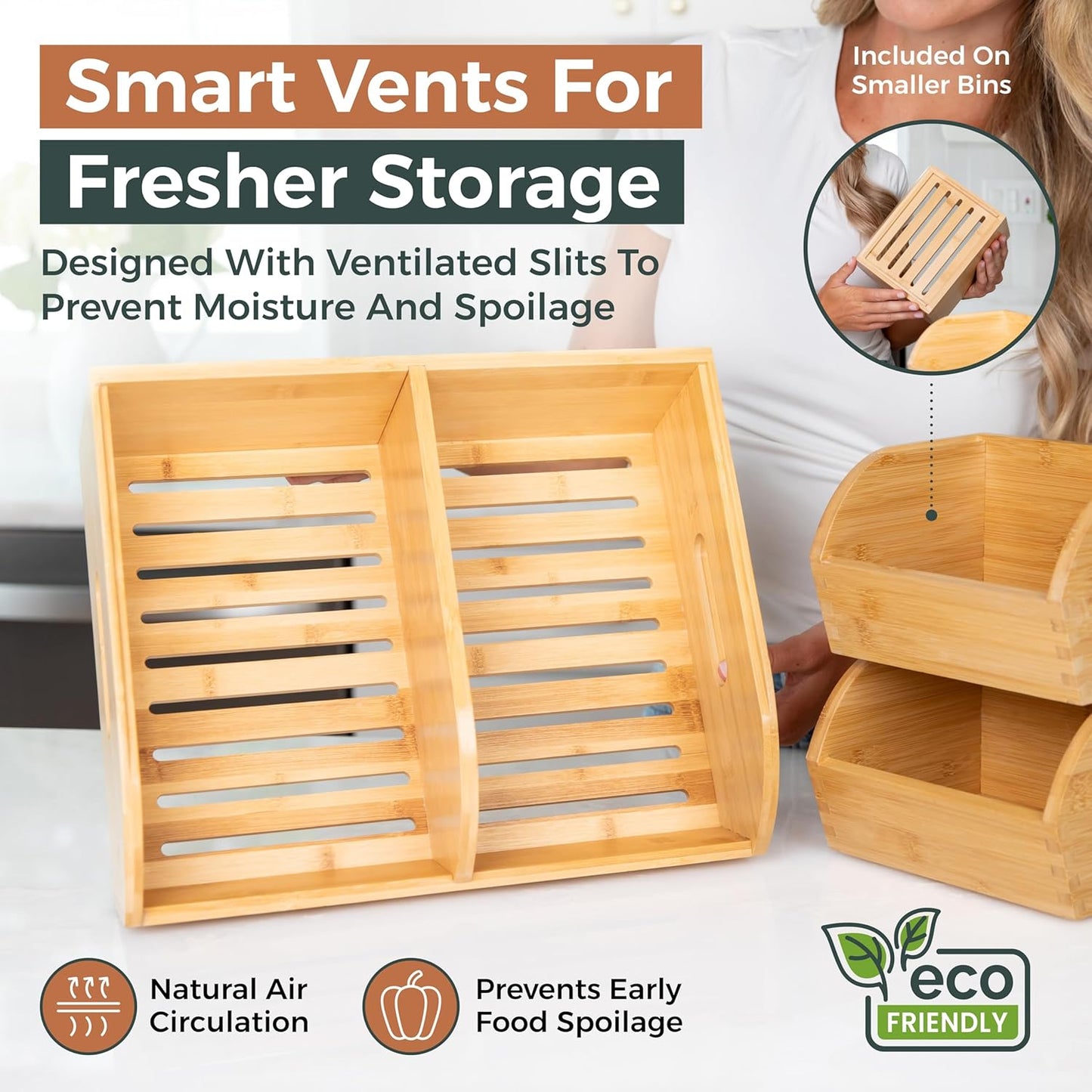 Potato and Onion Storage Bin for Pantry and Kitchen Counter