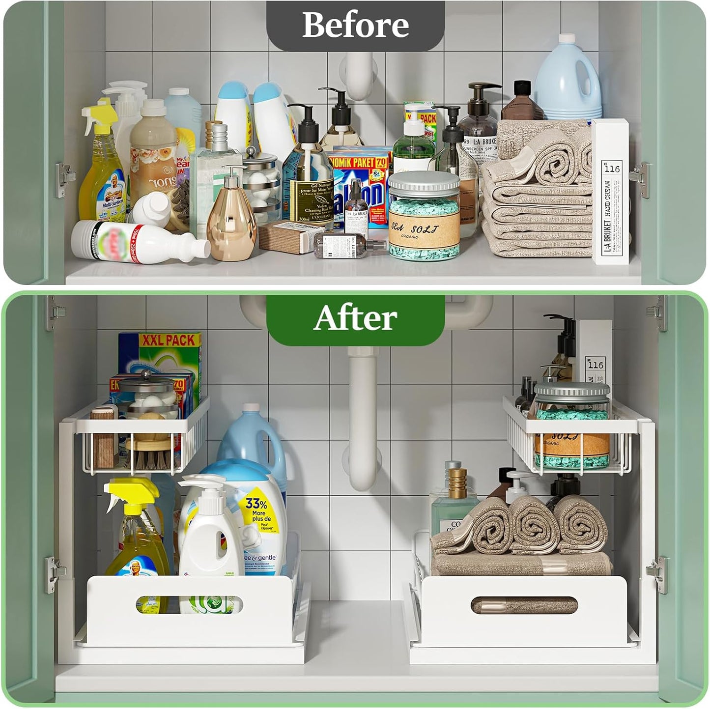 Under Sink Organizer, Pull Out Cabinet Organizer